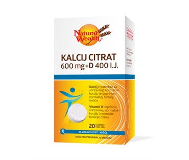 Natural Wealth Kalcij citrat 600 mg + D 400 I.J.