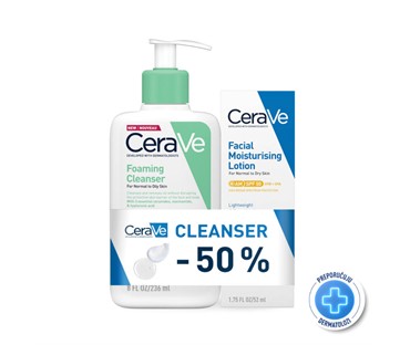 CeraVe PROMO Hidratantna njega za lice SPF50 52 ml + -50% na Pjenušavi gel za čišćenje 236 ml