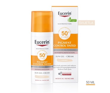 Eucerin Pigment Control tinted gel-krema za zaštitu kože lica od sunca SPF 50+, svijetla nijansa