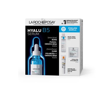 La Roche Posay Hyalu B5 serum 30 ml + ultra micelarna voda 50 ml + Hyalu B5 serum za oči 1,5 ml + Anthelios Age correct SPF 50 15 ml