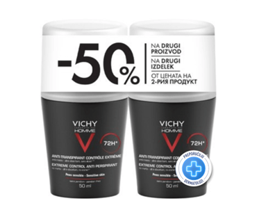 Vichy Deo anti transpirant extreme controle roll-on for men ( bijeli poklopac) 1+1 -50 na drugi proizvod