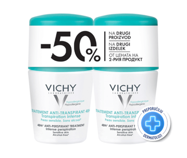 Vichy Deo anti transpirant intense roll-on ( zeleni poklopac) duo pack 1+1 -50 % na drugi proizvod